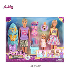 Lėlių rinkinys, šeima atostogauja + priedai