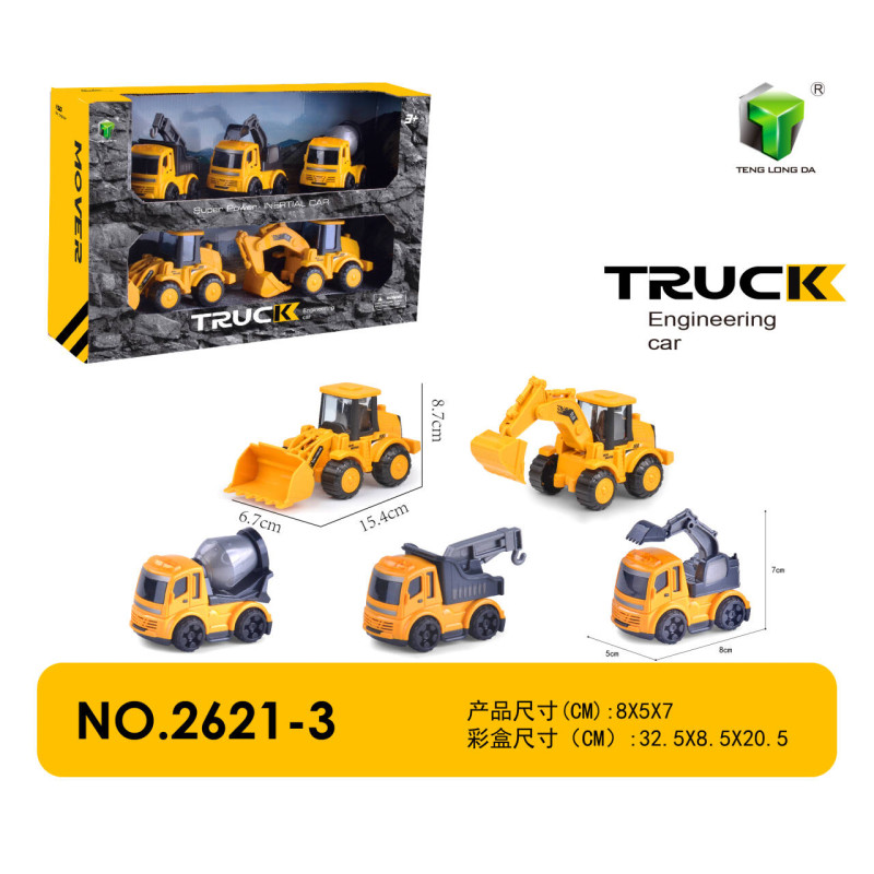 Penkių statybinių transporto priemonių rinkinys