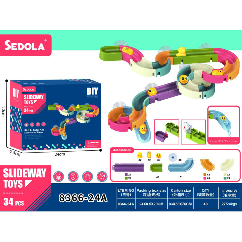 Prie vonios pritvirtintas kamuoliukų takelis 34 vnt.