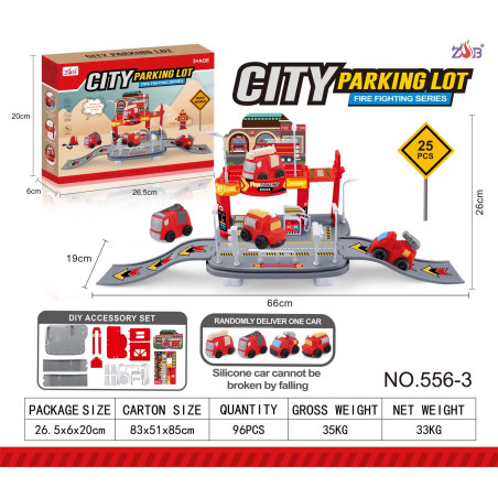 Ugniagesių automobilių stovėjimo aikštelė + minkštųjų transporto priemonių rinkinys