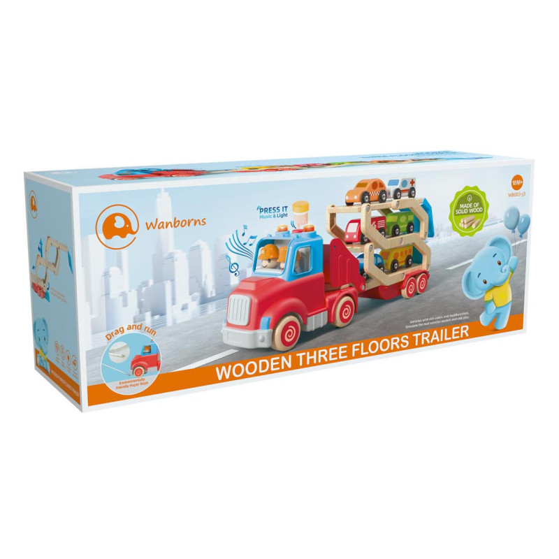 Medinis vilkikas + automobiliai