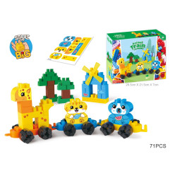 Didelių kaladėlių rinkinys "Gyvūnų traukinys