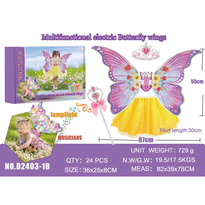 Drugelio sparnų rinkinys + geltona suknelė