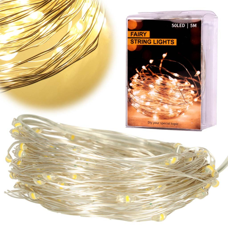 LED dekoratyvinis apšvietimas 5 m 50LED šilta balta LED dekoratyvinis apšvietimas 5 m 50LED šilta balta