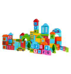 Komplektas Klocków z Drewna Miasto 100vnt