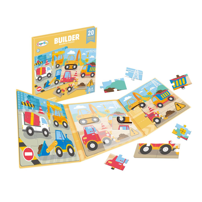 Magnetinė dėlionė Statybvietė + knyga