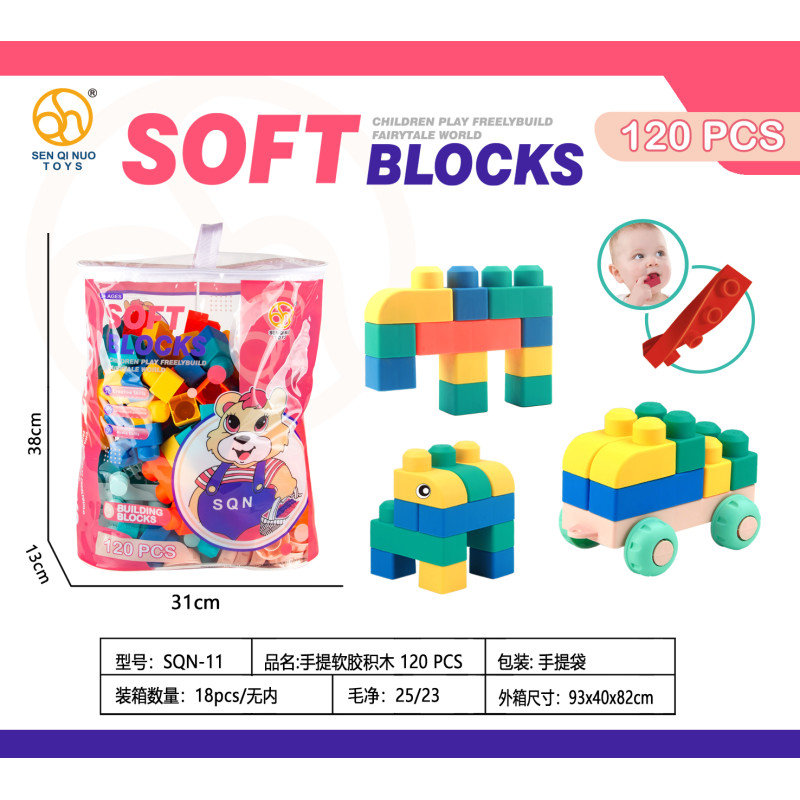 Minkštų kaladėlių rinkinys 120 vnt.