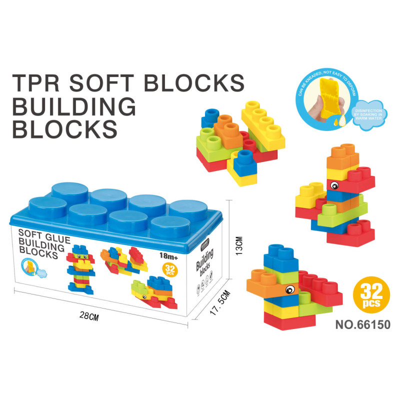 Minkštų kaladėlių rinkinys 32 vnt.