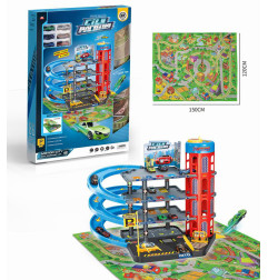 Daugiaaukštė automobilių stovėjimo aikštelė su kilimėliu ir priedais