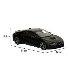 Rastar 71010 BMW i8 nuotolinio valdymo automobilis 1:14, atidaromos durys, juodas