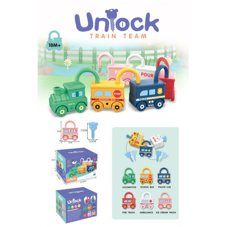 Traukinio rinkinys su spyna ir raktu