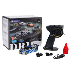 R/C drifto automobilis 1:43 mėlynas + priedai
