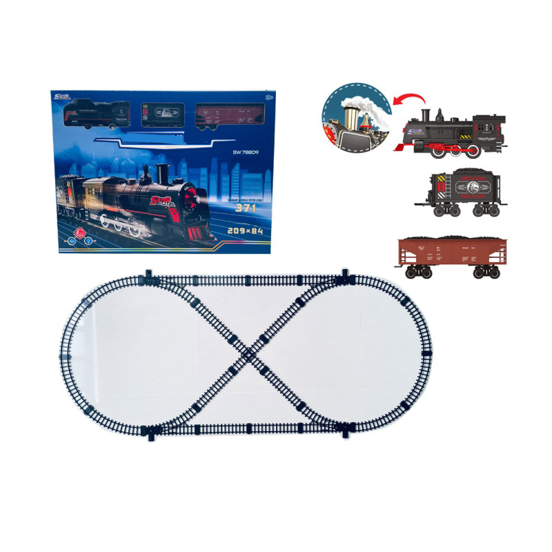 Traukinys su dūmų, šviesų ir garso funkcijomis