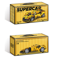 Sportinių automobilių plytų rinkinys Geltonos spalvos 422 vnt.