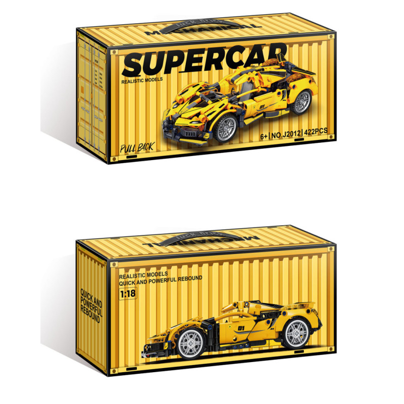 Sportinių automobilių plytų rinkinys Geltonos spalvos 422 vnt.