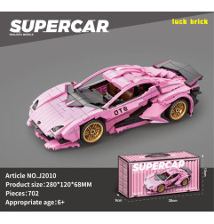 Sportinių automobilių kaladėlių rinkinys, rožinės spalvos, 702 vnt.