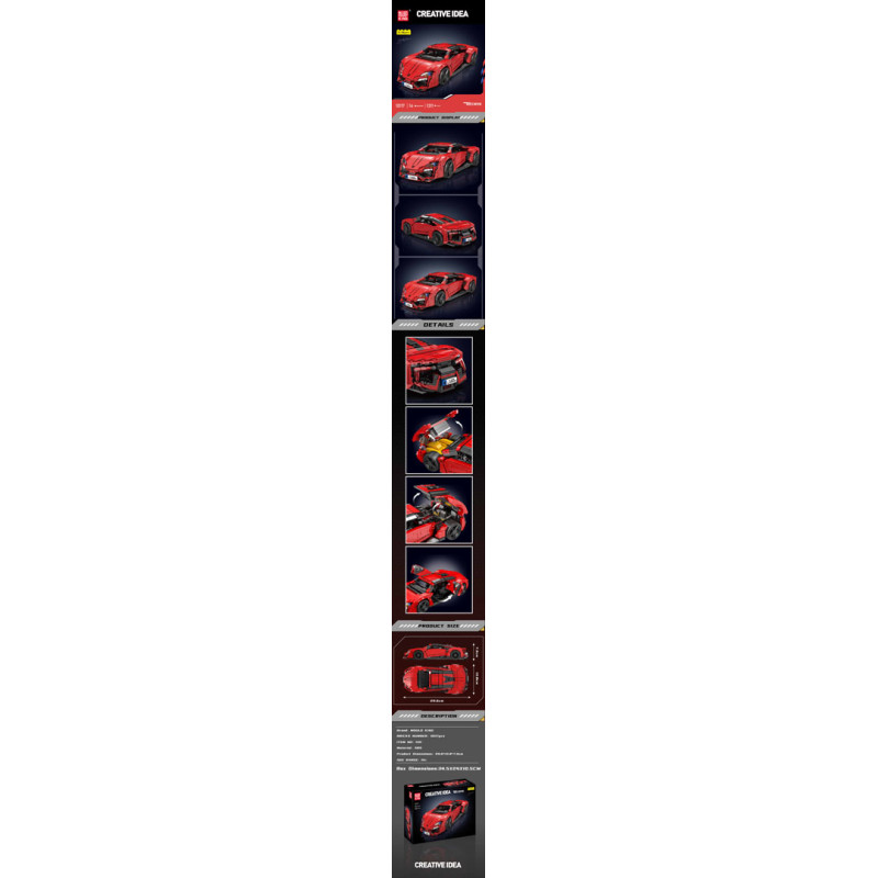 Sportinių transporto priemonių plytų rinkinys Raudona 1311vnt. Sportinių transporto priemonių plytų rinkinys Raudona 1311vnt.