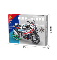 Motociklų lenktynininkų kaladėlių rinkinys baltas 912vnt.