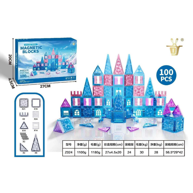 ICE SNOW Magnetinių kaladėlių rinkinys 100 vnt.