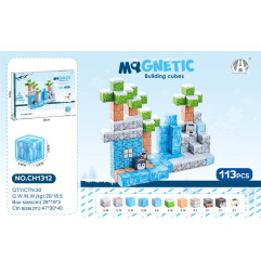 Magnetinių kubelių, kaladėlių rinkinys, 113 vnt.