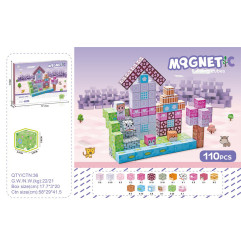 Magnetinių kubelių, kaladėlių rinkinys, 110 vnt.