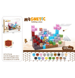 Magnetinių kubelių, kaladėlių rinkinys, 117 vnt.