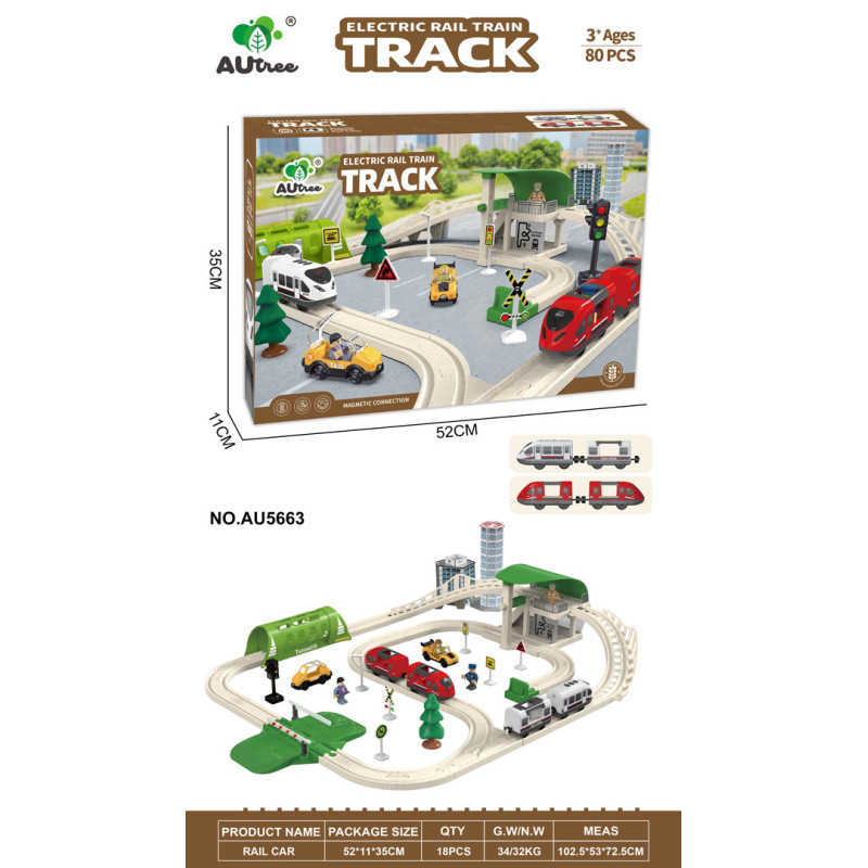 Miesto traukinys su šviesos ir garso funkcija 80 vnt.