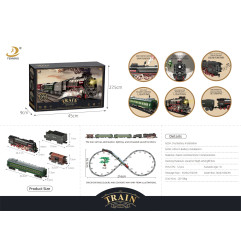 Retro traukinys su šviesomis, garsais ir dūmų funkcija 216 cm