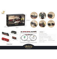 Retro traukinys su šviesomis, garsais ir dūmų funkcija 207cm