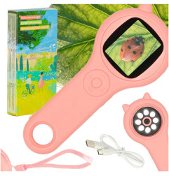 Optinis mikroskopas skaitmeninė lupa 500x 2Mpx rožinės spalvos