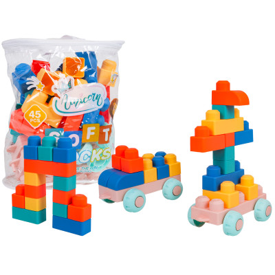 Minkštų kaladėlių rinkinys 45 vnt.