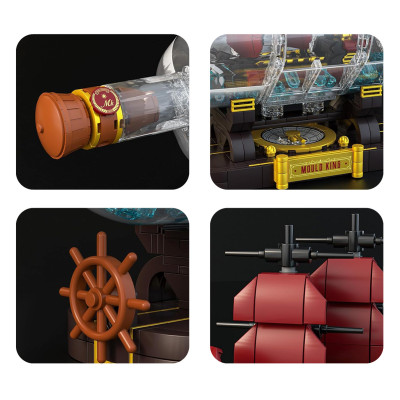 Mould King konstruktorius piratų laivas butelyje 885 detalės