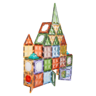 3D magnetinių kaladėlių konstruktorius su foniniu apšvietimu, 75 vnt.