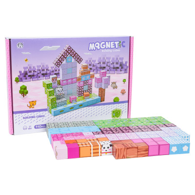 Magnetinių kubelių, kaladėlių rinkinys, 110 vnt.