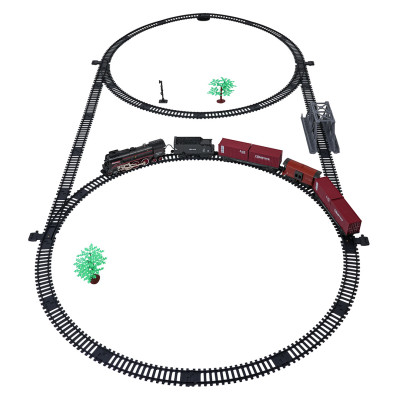 Retro traukinys su šviesomis, garsais ir dūmų funkcija 207cm