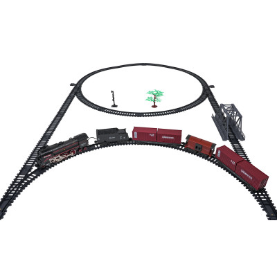 Retro traukinys su šviesomis, garsais ir dūmų funkcija 207cm
