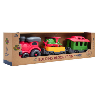 Bioplastiko traukinio ir vagonų rinkinys