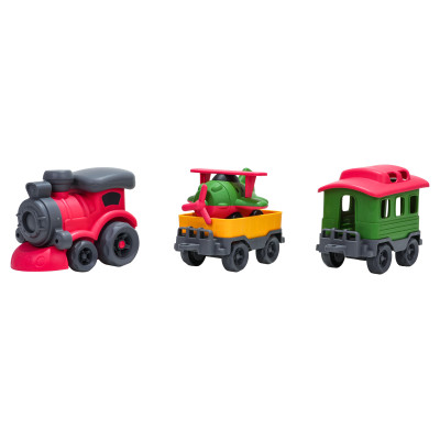 Bioplastiko traukinio ir vagonų rinkinys