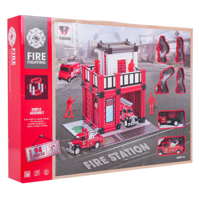 Ugniagesių garažo rinkinys + priedai ir figūrėlės