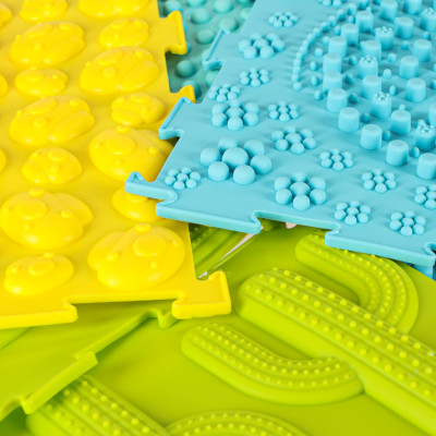 Sensorinis kilimėlis montessori 8 dalių pastelinės spalvos