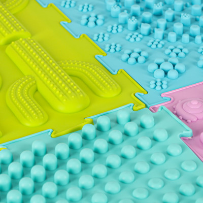 Sensorinis kilimėlis montessori 8 dalių pastelinės spalvos