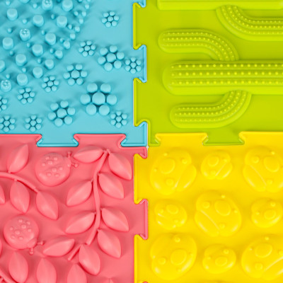 Sensorinis kilimėlis montessori 8 dalių pastelinės spalvos