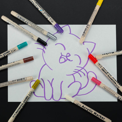 Akriliniai žymekliai vandeniui atsparūs 12 vnt.