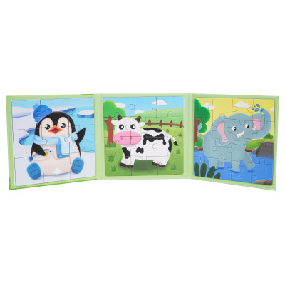 Magnetinės dėlionės puzzle gyvūnai + knyga