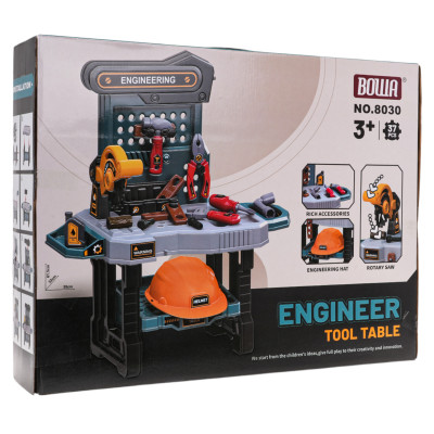 Vaikiškas meistro įrankių stalas ir priedai