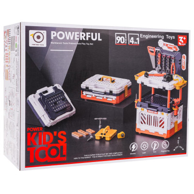 Vaikiškas meistro įrankių stalas 2in1 90 vnt.