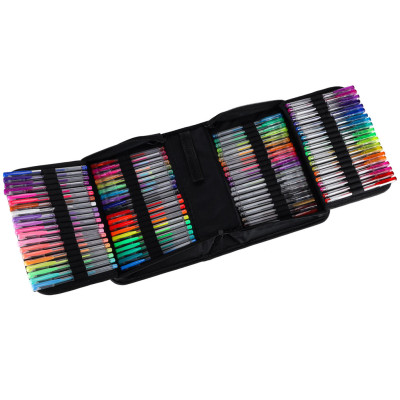 Spalvoti geliniai rašikliai dėkle 100 vnt. + 100 pildomųjų talpyklų