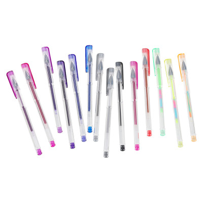 Spalvoti geliniai rašikliai dėkle 100 vnt. + 100 pildomųjų talpyklų