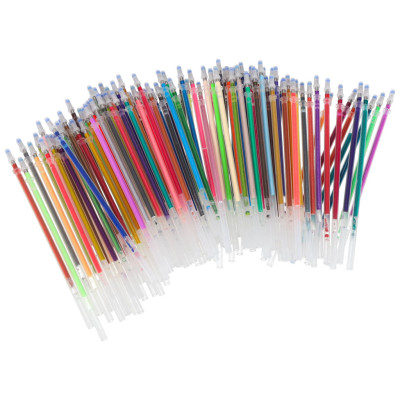 Spalvoti geliniai rašikliai dėkle 100 vnt. + 100 pildomųjų talpyklų