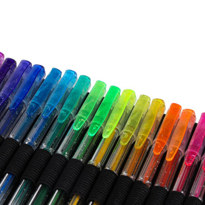 Spalvoti geliniai rašikliai dėkle 100 vnt. + 100 pildomųjų talpyklų